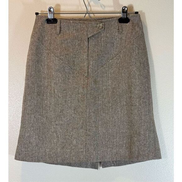Vivienne Tam 100% Wool Brown Pencil Skirt Women’s Size 4 - Picture 1 of 7